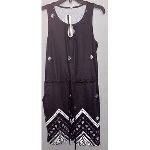 New Saukole Womens Med Black Sleeveless Dress With String Waist , Pockets .